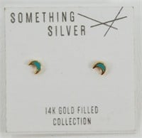 NEW 14K Gold Filled Turquoise Moon Stud Earrings