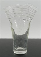 Clear w/ White Stripes Art Glass Vase