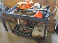 Large Roll Around Cart of Misc Tools & Hardware