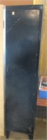 Black One Door Metal Utility Cabinet, rough cond