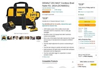 SM2821  DEWALT 20V Brad Nailer Kit 18GA