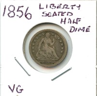 1856 Liberty Seated Half Dime - VG, Nice Detail