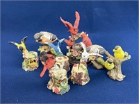 (8) Bird Figurines and trinket boxes, one has a