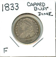 1833 Capped Bust Dime - F-VF, Nice Detail, Full