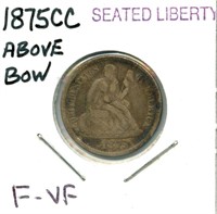 1875-CC Seated Liberty Dime - Fine-VF, Full