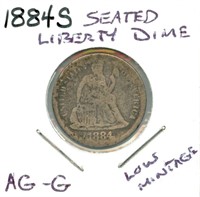 1884-S Seated Liberty Dime - AG to Good, Low