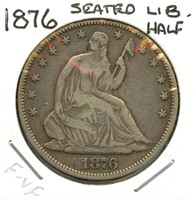 1876 Seated Liberty Half Dollar - F-VF, Nice