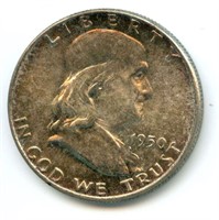 1950 Franklin Half Dollar - Nice Toning, AF-AU