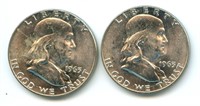 (2) 1963-D Franklin Half Dollars - AU-UNC