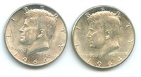 (2) 1964-D Kennedy Half Dollars - XF-AU