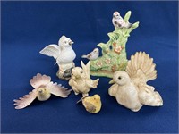 (6) Bird decor and figurines, one needs repair,