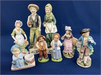 (8) Ceramic figurines and a candle holder, most