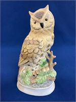 Ceramic Owl Statue Music Box 12 1/2", works