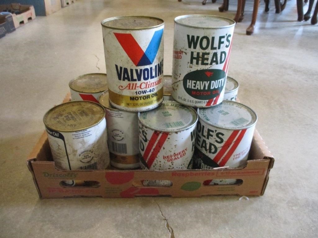 Vintage Wolf's Head & Valvoline Oil Cans, Full