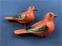 (2) Red Concrete pigeons