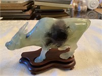 Jade water Buffalo with stand, as is