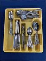 Approximately 65 Pieces of flatware in tray