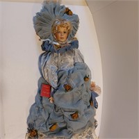 Fine Porcelain Collectible Doll - Blue Dress