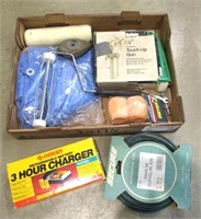 Tarp, Battery Charger, Clothesline, Misc