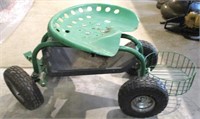 Rolling Yard Cart  Seat w/Basket