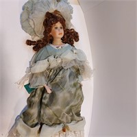 Fine Porcelain Collectible Doll- Green Dress