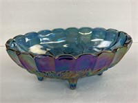 Indiana Carnival Glass Footed Oval Fruit Bowl