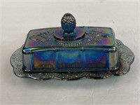 Indiana Carnival Glass Blue Iridescent Harvest