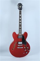 Wine red matte hollow electric guitar