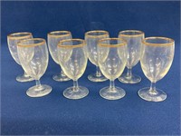 (8) MCM Gold trimmed wine glasses 5 3/4”