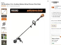 W1586  RIDGID 18V String Trimmer 14 4.0 Ah