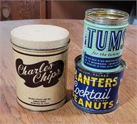 Mini Charles Chips Tin, Tums and Planters Nut Tin