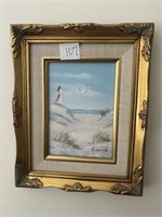 Small Framed Painting - Ocean Scene by L. Keswork
