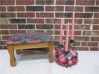 Footstool & Floral Candle Arrangement