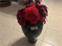 Large Green Vase & Flowers