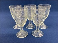 (5) Princess House Fantasia Wine/Water Goblets 6