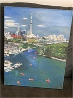 Toronto harbour and CN tower original painting