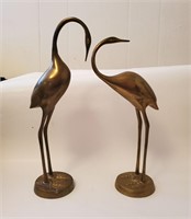 PAIR OF VINTAGE BRASS CRANES