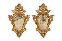 PAIR OF ANTIQUE ITALIAN CARVED GILTWOOD MIRRORS