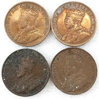 4 GROS SOUS du CANADA 1914, 1915, 1918 et 1920