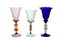 THREE VENETIAN WINE GLASSES