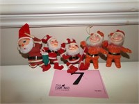 VINTAGE FLOCK ELVES/SANTA ORNAMENTS