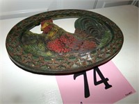PAINTED CAST IRON ROOSTER TRIVET