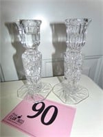 PAIR OF CLEAR STAR OF DAVID CANDLE STICKS