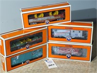 5 Lionel Cars in Orig Boxes - BN Log Dump Car, GN