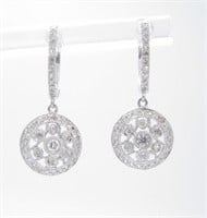 14K White Gold Diamond Drop Earrings