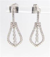 18K White Gold Diamond Door Knocker Style Earrings