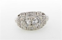 Platinum Vintage Two Diamond Ring