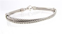 David Yurman Sterling Diamond Crossover Bracelet