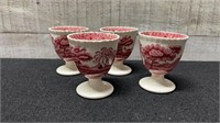 4 Vintage Copeland Spode Red/Pink Tower Egg Cups 2