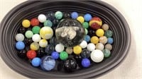 Antique Marbles- 1 7/8" Clear Sulphide Marble